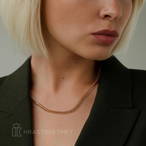 Цепь из красного золота 585, плетение «Царь»